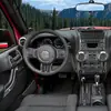 Adecuado para modelos Jeep Wrangler 11-17, juego completo de decoración interior de fibra de carbono para el logotipo del volante y el marco del interruptor del aire acondicionado