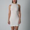 Vestido Canelado Sem Mangas Sem Mangas Rosca Gola Redonda Saia Joelho Algodão Amônia Sexy Moda Vestido SK para Mulheres