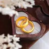 Artesanía tradicional, anillo liso ancho de 6 mm de grosor, oro arenado, anillo fino de extremo cerrado, exquisito regalo para novia