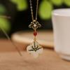 Um Veado Prata S925 Prata Esterlina Banhado a Ouro Cloisonne Hetian Jade Estilo Chinês Quatro Folhas Grama Brincos Anel Pingente Set