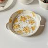 INS Vintage Sino de Vento Prato de Flores Irregular Binaural Prato de Café da Manhã Sobremesa Prato de Bolo Prato Prato de Arroz Doméstico
