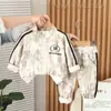 Traje de Primavera y Otoño para Niños 2025 Nuevo de Primavera Traje de Béisbol Tie-Dye Conjunto de Dos Piezas Niños de 1 a 5 Años Ropa de Manga Larga para Niños