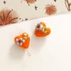 Mismo que Xiaohongshu rama tridimensional con goteo de aceite flor pequeña corazón de melocotón DIY cuentas de vidrio accesorios pendientes material para pasador al por mayor