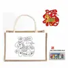 Bolsa de linho para grafite DIY bolsa de lona com rascunho de linha pintado à mão padrão de logotipo linho amarelo bolsa de compras à prova d'água atacado