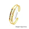 Pulseira de letra de camada dupla com zircônia incrustada de cobre nova transfronteiriça banho de ouro real letra V aberta joia da moda atacado