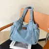 Bolso de estilo coreano, corte relajado con correas ajustables, perfecto para estudiantes, versátil bolsa de lona, de hombro de moda y gran capacidad para ir al trabajo