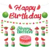Banner de Decoración para Fiesta de Cumpleaños de Frutas Hawaianas, Cake Topper de Sandía, Banderines y Guirnaldas de Decoración para Fiesta de Cumpleaños