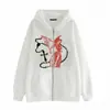 Sudadera con Cremallera Estampada de Ángel y Cruz Explosiones de Amazon 2022 Ropa de Calle Europea y Americana Sudadera con Capucha Abrigo Otoño e Invierno