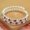 Pulsera Elástica Europea y Americana Nueva Incrustada de Diamantes Estilo Ins de Alta Apariencia Blanqueadora Súper Brillante Elegante Pulsera Joyería de Novia