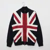 Moletom de Outono Europeu e Americano com Mangas Longas Estampa de Bandeira Nacional Bloco de Cores Personalidade Gótico Street Style Tendência Gola Alta Jaqueta Top Atacado