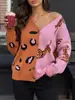 Cárdigan con Botones, Estilo Europeo y Americano Transfronterizo, Abrigo de Otoño e Invierno, Bloques de Color, Suéter de Punto Jacquard con Estampado de Leopardo, Suéter Navideño