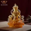 Estátua de Buda Esmaltada dos Cinco Deuses da Riqueza em Vermelho, Branco, Verde, Preto e Amarelo, Artesanato Tântrico Tradicional com Remoção de Cera, Ornamento Amarelo Atrator de Riqueza do Fabricante