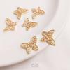 Pingente de borboleta com zircônia incrustada que retém a cor, brincos de pulseira de ouro 14K, pingente de joias artesanais faça você mesmo, acessórios de pingente