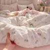 Juego de ropa de cama de cuatro piezas, algodón puro, grado A, adecuado para bebés y madres, funda de edredón de gasa de doble capa, estilo minimalista, perfecto para dormir al desnudo, juego de tres piezas para dormitorios