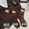 Calcetines Retro Holgados de Punto con Estampado de Leopardo para Niñas, Estilo Coreano, Algodón, Longitud Media, Calcetines con Accesorio de Gato de Moda