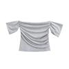 Estilo Lujuria Pura Sexy Top de Tubo de un Hombro Camiseta de Manga Corta para Mujer Verano Nuevo Fuera del Hombro Cintura Alta Ombliguera Camiseta Básica