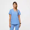 Blusa de Manga Curta com Decote em V, Secagem Rápida e Elástica, para Homens e Mulheres, Adequada para Pessoal Hospitalar, Enfermeiros, Odontologia, Beleza, Sala de Cirurgia e Roupas de Trabalho para Pós-Parto