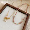 Collar de Cadena Exquisita con Cuentas de Cristal de Zircón Dopamina, Cadena Dulce para Clavícula Estilo Vacaciones de Verano, Diseño de Nicho
