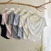¡Super Suave al Tacto Algodón Modal! Camiseta de Manga Corta de Diseño Delgado de Verano de Gama Alta para Corregir Hombros Top para Mujer