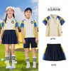 Traje de Uniforme Escolar Primario de Siete Piezas, Ropa de Primavera y Otoño, Uniforme de Jardín de Infancia, Uniforme de Clase, Traje de Foto de Graduación de Manga Corta de Verano