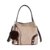 Bolsa de balde vintage com estampa de leopardo em camurça de nicho coreana, bolsa de ombro e transversal versátil para mulheres, bolsa transversal de inverno