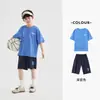Conjunto Esportivo Camuflado Duoduo para Meninos Verão Crianças Treinamento de Corrida Elástico Respirável Camiseta Shorts Conjunto de Duas Peças