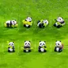 Paisagem em miniatura, figura de panda de bambu criativa e fofa, decoração de chaveiro DIY para jardinagem, ornamento de mesa