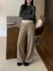 Pantalones Casuales de Punto Sueltos Estilo Coreano Caídos de Pierna Ancha para Mujer Otoño Cintura Elástica Adelgazantes Rectos de Largo Hasta el Suelo