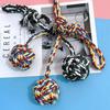 Juguete de cuerda de algodón para perro, tira de mano, bola colgante individual, bola de cuerda de algodón para perro, bola tejida, limpieza dental, molares, entrenamiento, juguete para perro mascota