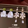 Valsa Romântica~Brincos de Flor Pérola Estilo Retrô Francês Elegantes de Pino Alto Joia de Orelha de Luxo Leve Nicho para Mulheres