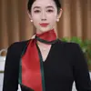 Bufanda de Seda Pequeña Cuadrada Larga para Mujer Primavera, Otoño y Verano Protector de Cuello Hebilla Perezosa Combinación Clavícula Camisa Bufanda Delgada