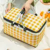 Cesta de piquenique em estoque cesta térmica cesta dobrável de compras de supermercado bolsa tote para piquenique ao ar livre camping caixa para levar entrega