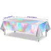 Mantel Desechable Mágico Transfronterizo Mantel Láser Mantel de Plástico Arcoíris Mantel Colorido para Fiesta de Cumpleaños Navideña