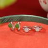 Joyería Yuebao Plata Esterlina S925 Jade Hetian Jaspe Jade Blanco Retro Simple Aretes de Clip de Bola Geométrica Elegantes de Plata