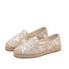 Sapatos de Pescador Femininos Sola Grossa Moda Primavera e Verão Novos Casuais Linho Slip-on Mocassins Palha Bordados Versátil