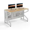 Escritorio Doble para Sala de Computadoras, Mesa de Acero para Sala de Computadoras, Mesa y Sillas de Estudio para Múltiples Personas, Mesa de Escritorio, Escritorio de Oficina Simple, Escritorio