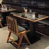 Restaurante Estilo Selvagem de Montanha Yunnan, Guizhou, Sichuan Mesas e Cadeiras Mesa de Churrasco Madeira Maciça Laje de Rocha Pedra de Fogo Fogão a Gás Mesa para Fondue Comercial