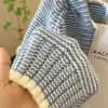 Cardigan de Tricô com Capuz e Zíper Listrado Ondulado Estilo Coreano Feminino 2026 Outono/Inverno Novo Estilo Preguiçoso Casaco Suéter Solto