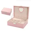 Caja de joyería de cuero PU transfronteriza, caja de almacenamiento de joyería portátil, caja de joyería de doble capa de gran capacidad para collares, anillos, relojes
