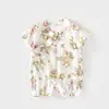 Mameluco de Verano para Bebé de Manga Corta Bata de Gasa Ultra-Delgada de Algodón Puro para Bebé Ropa con Aire Acondicionado para Niños Ropa para Gateo de Recién Nacidos