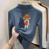 Y2524# niñas de terciopelo nuevo bebé niña cuello semi-alto manga larga infantil otoño e invierno de terciopelo cálida camiseta interior base