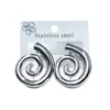 Pendientes Retro de Nicho de Gama Alta con Nudo de Lazo y Diseño Espiral para Mujer, Estilo Geométrico Retorcido de Metal, Pendientes de Acero Inoxidable con Cierre de Presión l