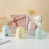 Set de Regalo de Taza de Cerámica de Dibujos Animados para Ánimo de Examen de Ingreso a la Preparatoria, Set de Caja de Regalo de Taza Souvenir, Taza de Agua de Cerámica, Linda Estilo Ins