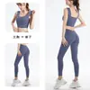 Nuevo conjunto de yoga de dos piezas para mujer, estilo europeo y americano, con espalda en forma de U, sujetador deportivo de tirantes anchos que absorbe los impactos y leggings de cintura alta ajustados