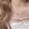 Collar con forma de corazón de gatito con diamantes rosas y cabeza de gato, ideal como regalo para estudiantes y celebridades de Internet.