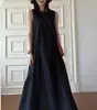 Vestido sin mangas con un estilo perezoso y relajado, cuello redondo, nuevo vestido de verano 2026 estilo británico para mujer