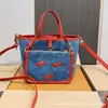 25S Nuevo Bolso Neverfull Bb Murakami Cereza Bolso Bb de Mezclilla Color Contrastante Tote Maletín de Gama Alta Cesta de Verduras