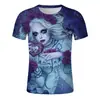 Comércio transfronteiriço Halloween Natal Camiseta com impressão digital 3D masculina feminina manga curta atacado