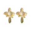 E15094 Pendientes de Resina con Forma de Gota de Agua de Moda Transfronterizos, Pendientes de Flor Martillada Tridimensionales de Lujo Ligero, Accesorios para Orejas de Gama Alta y Elegantes