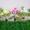 Luz LED para Jardín Paisajístico Exterior de Magnolia con 4 Cabezales, Alimentada por Energía Solar, Transfronteriza, Luz de Estaca para Césped, Luz Decorativa de Ambiente para Jardín